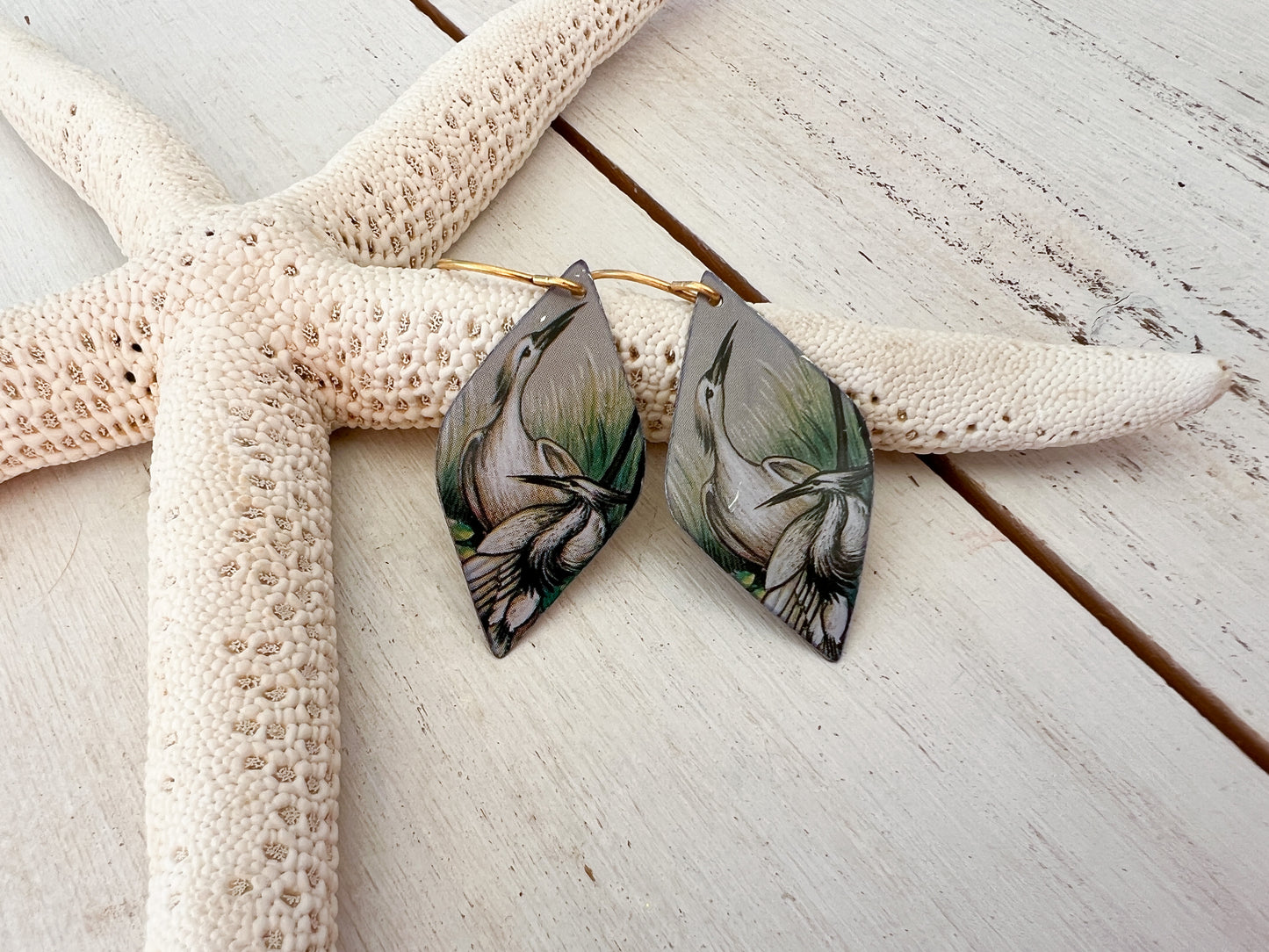 Waterlily Pond Collection - Egret Earrings