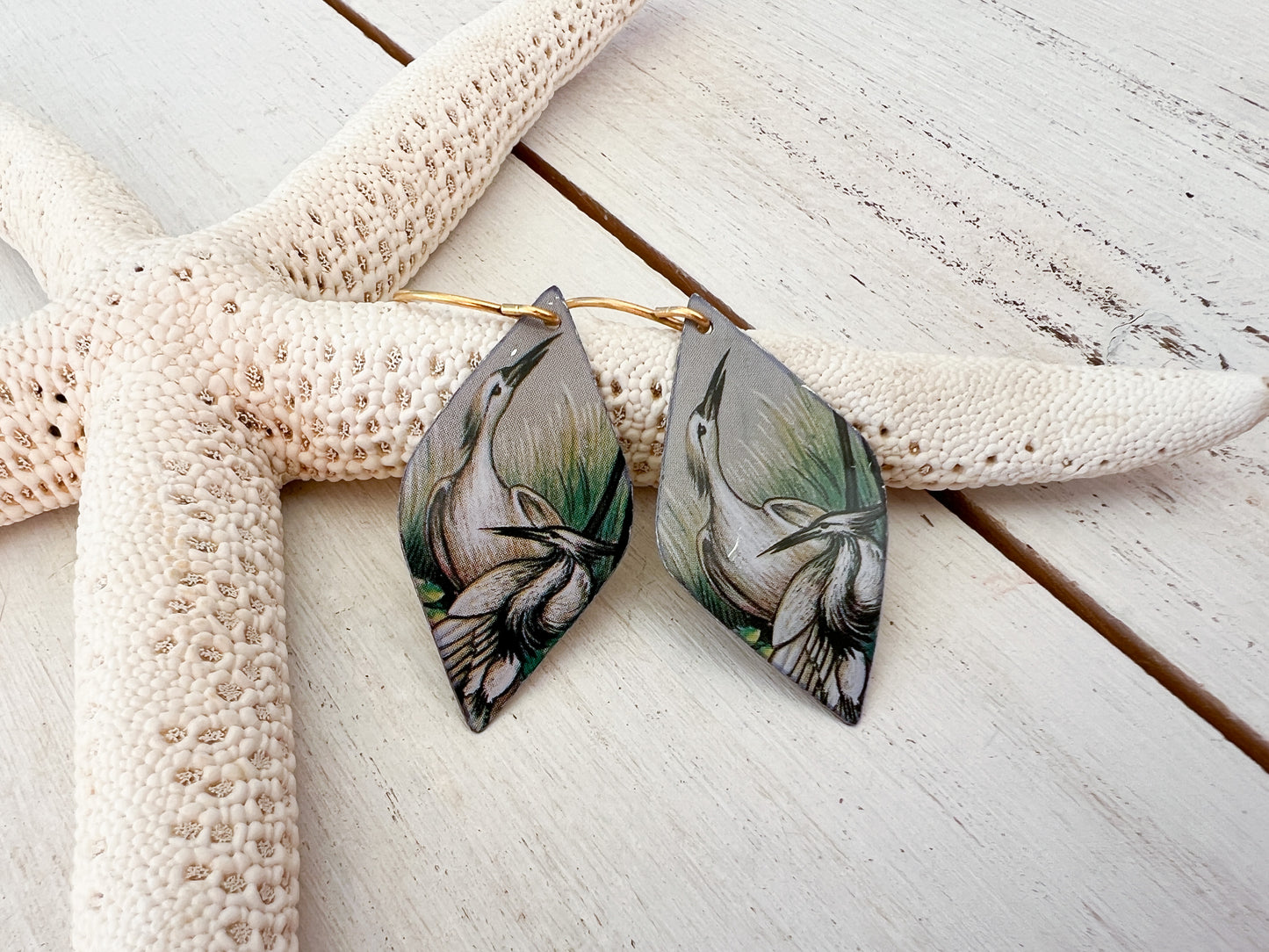 Waterlily Pond Collection - Egret Earrings