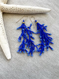 Hand Woven Beaded Coral Fringe Earrings