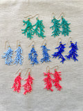 Hand Woven Beaded Coral Fringe Earrings