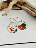 Orange Flower Half Circle Earrings