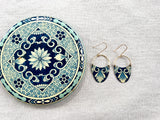 St. Augustine Blue Collection - Scroll Basket Earrings