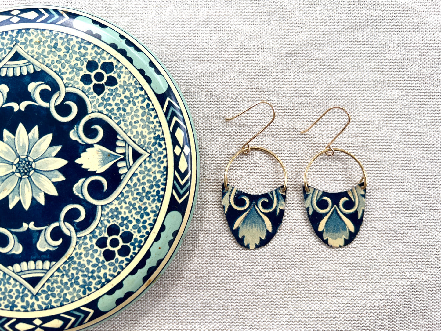 St. Augustine Blue Collection - Scroll Basket Earrings