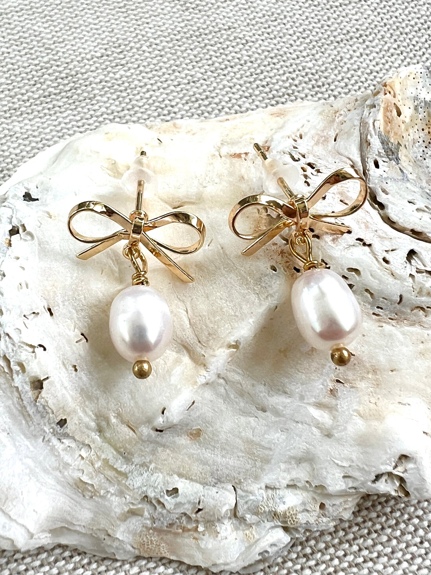 Bow Fresh Water Pearl Earrings - Coastal Cowgirl