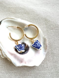 Blue and White Porcelain Butterfly Huggie Hoop Earring