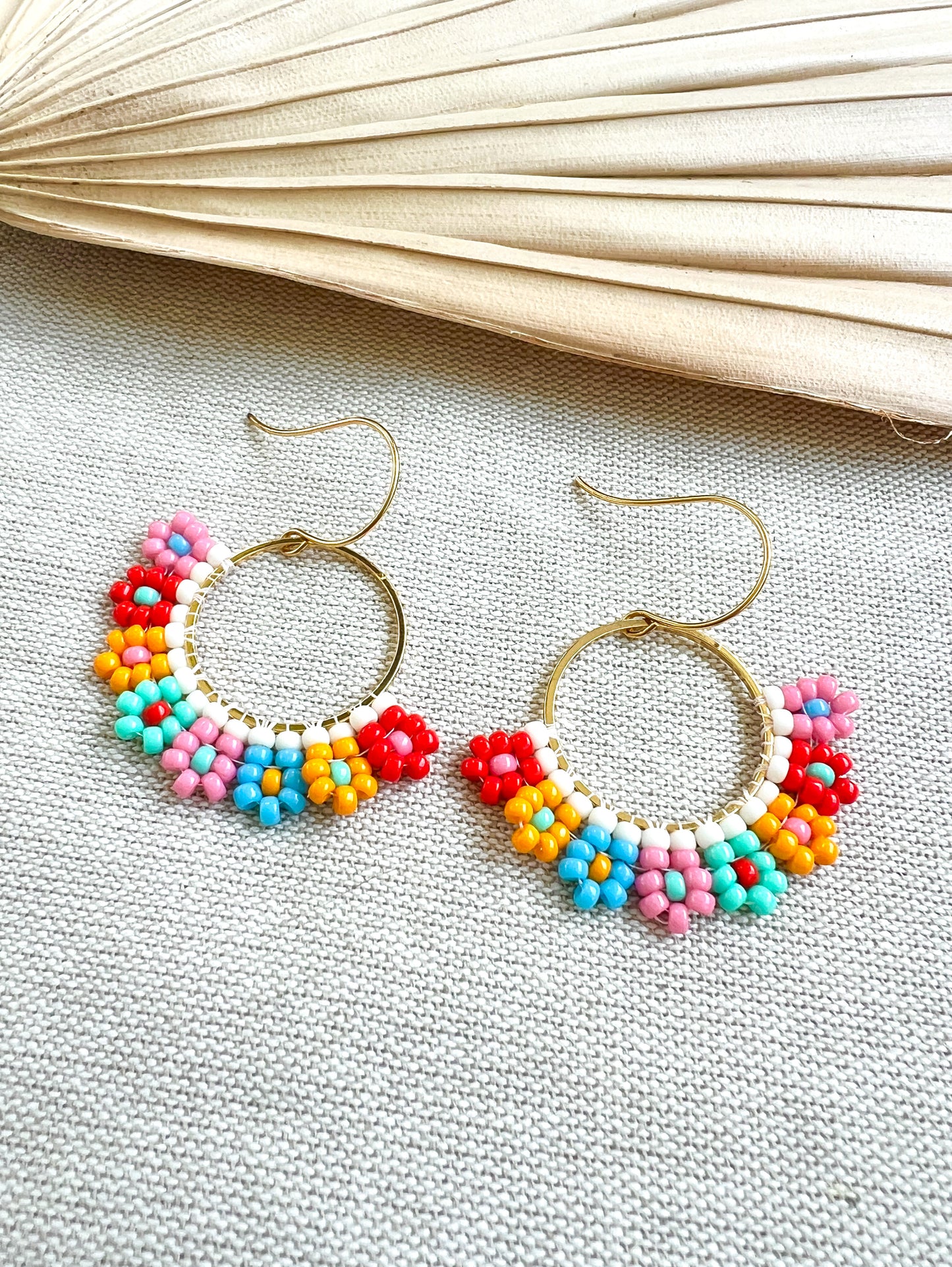 Colorful Daisy Hand Woven Earrings