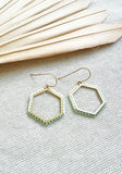 Hand Woven Hexagon Color Block Earrings