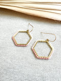 Hand Woven Hexagon Color Block Earrings