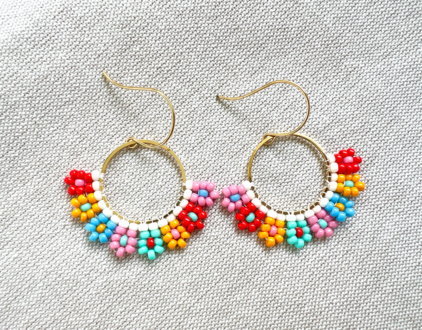 Colorful Daisy Hand Woven Earrings