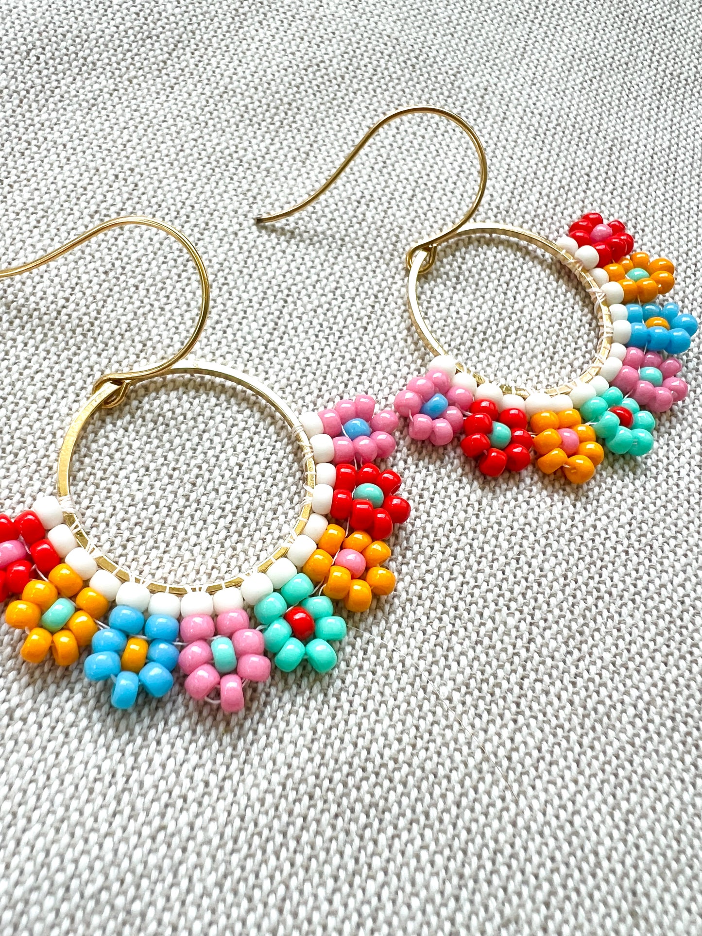 Colorful Daisy Hand Woven Earrings