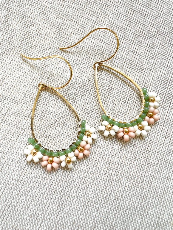 Muted Daisy Hand Woven Earrings