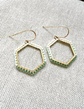 Hand Woven Hexagon Color Block Earrings