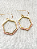 Hand Woven Hexagon Color Block Earrings