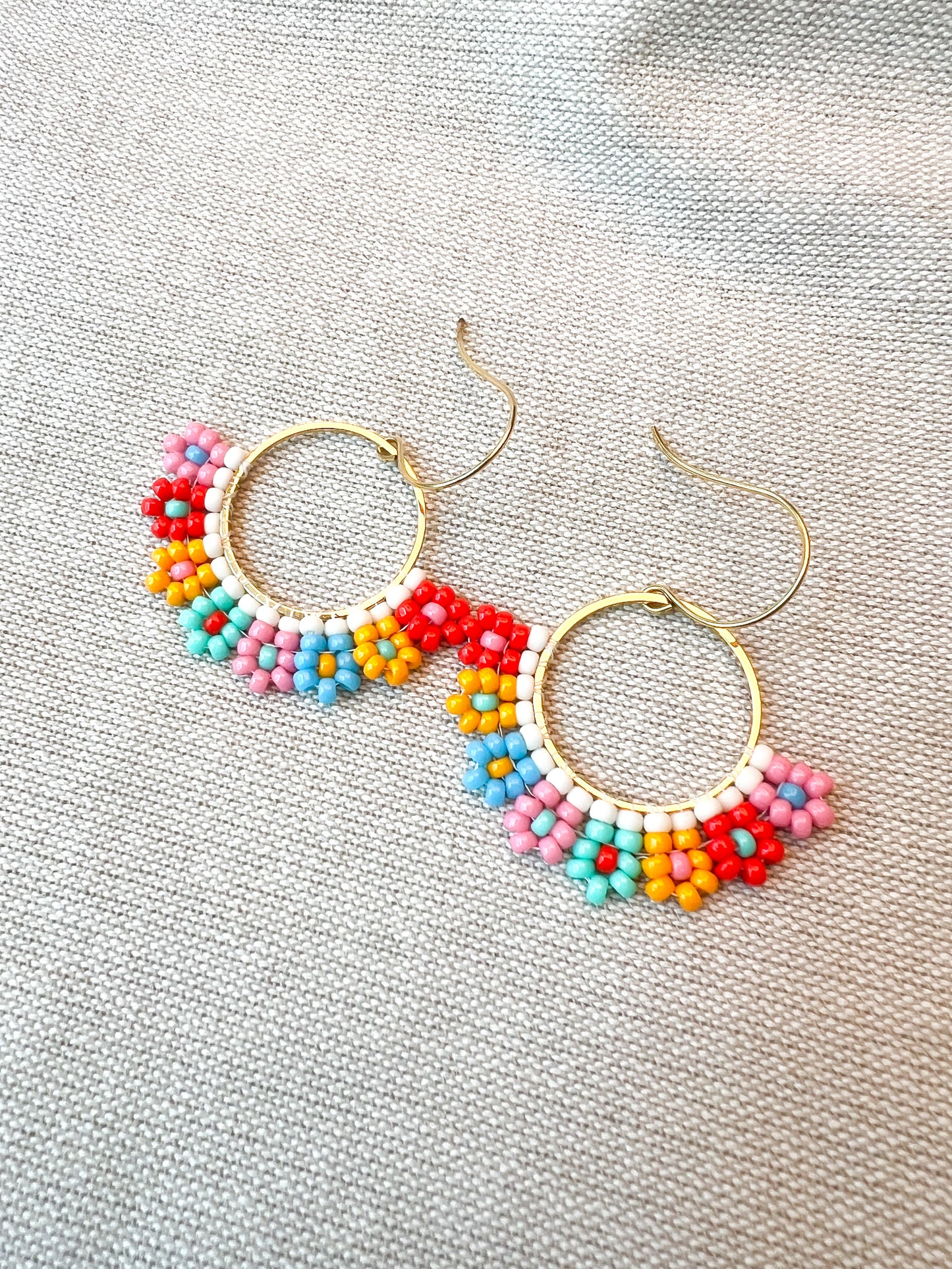 Colorful Daisy Hand Woven Earrings