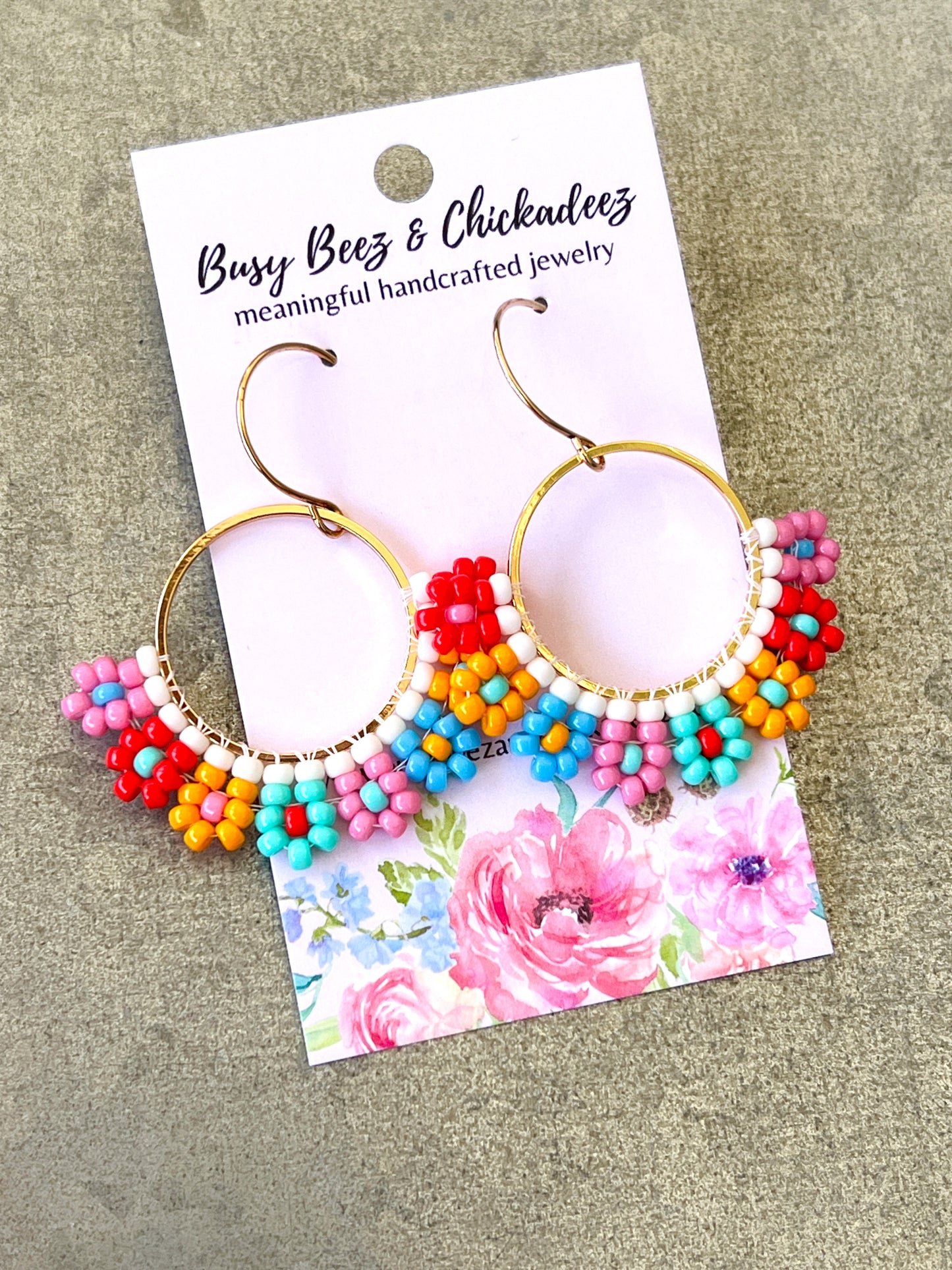 Colorful Daisy Hand Woven Earrings