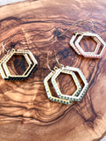 Hand Woven Hexagon Color Block Earrings