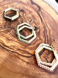 Hand Woven Hexagon Color Block Earrings