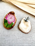 Pink Flower Oyster Stud Earrings