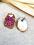 Pink Scroll Oyster Stud Earrings