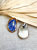 Blue and White Chinoserie Oyster Stud Earrings