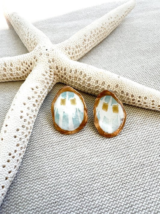 Modern Shell Print Oyster Stud Earrings