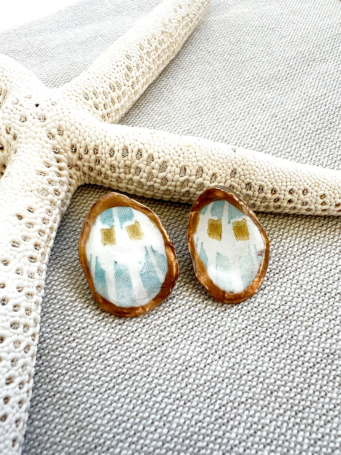 Modern Shell Print Oyster Stud Earrings