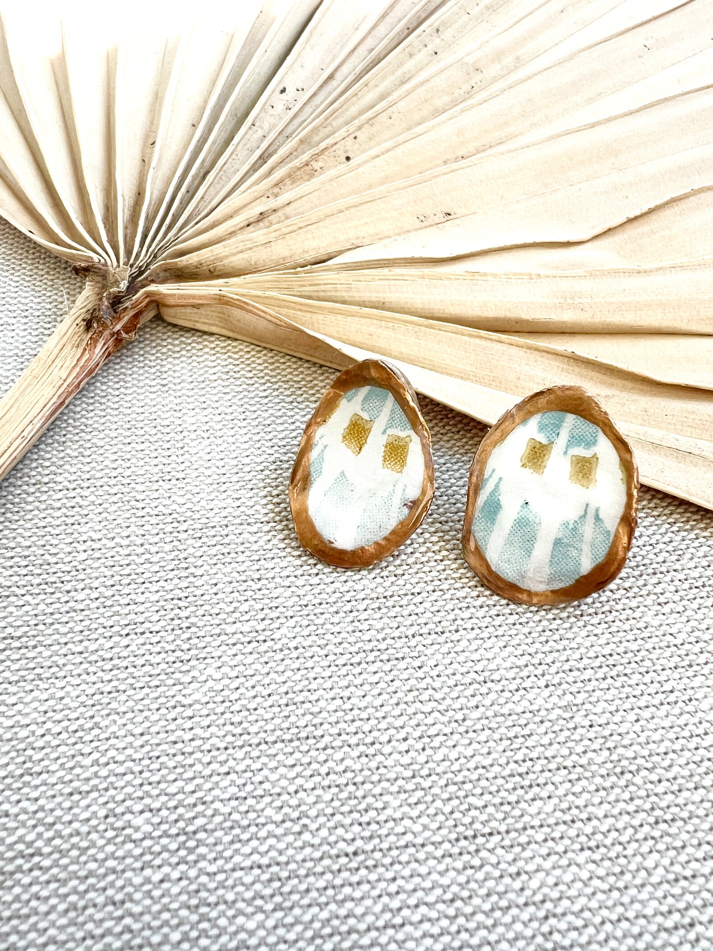 Modern Shell Print Oyster Stud Earrings