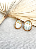 Modern Shell Print Oyster Stude Earrings