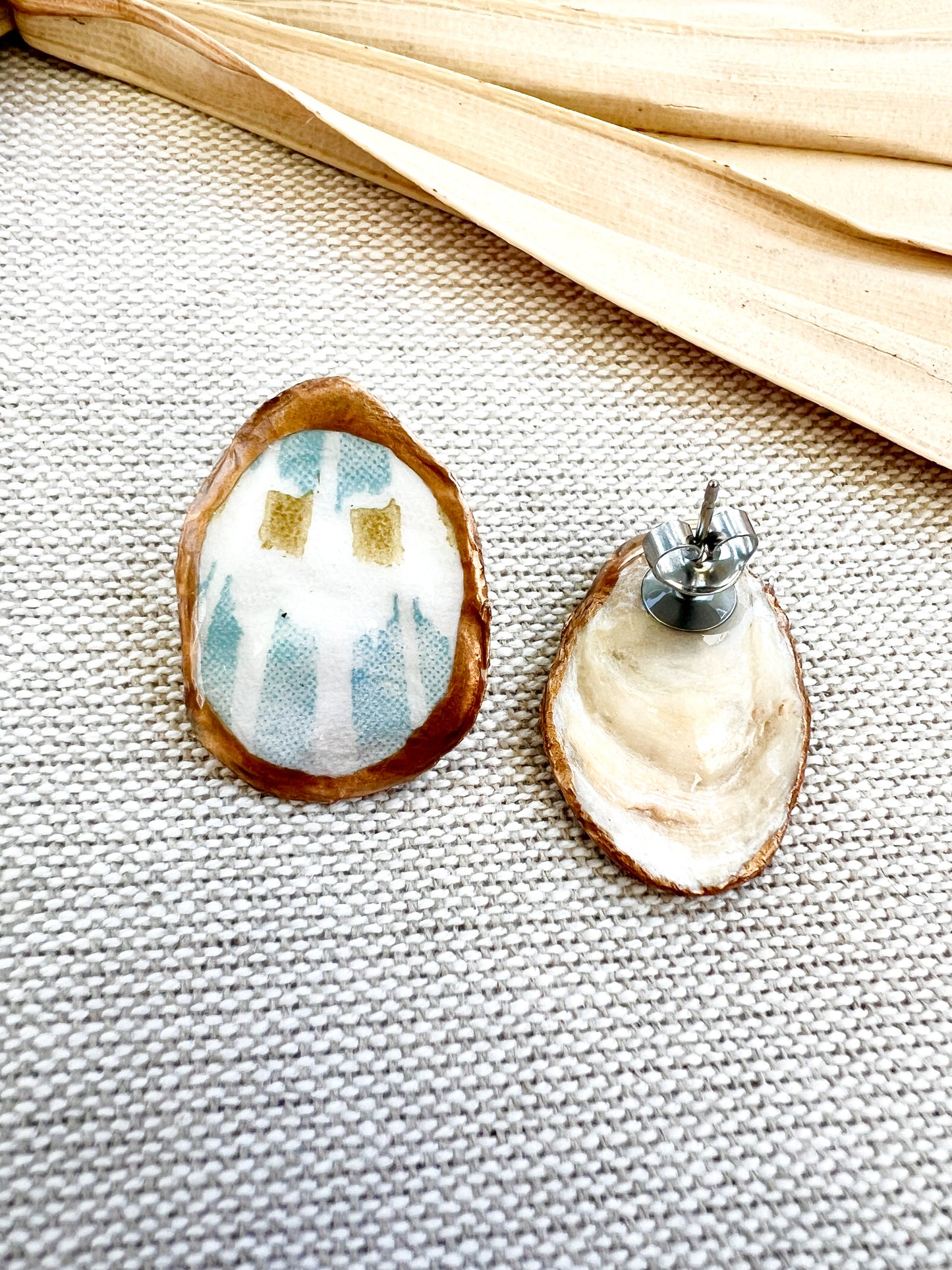 Modern Shell Print Oyster Stud Earrings