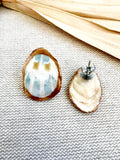 Modern Shell Print Oyster Stude Earrings