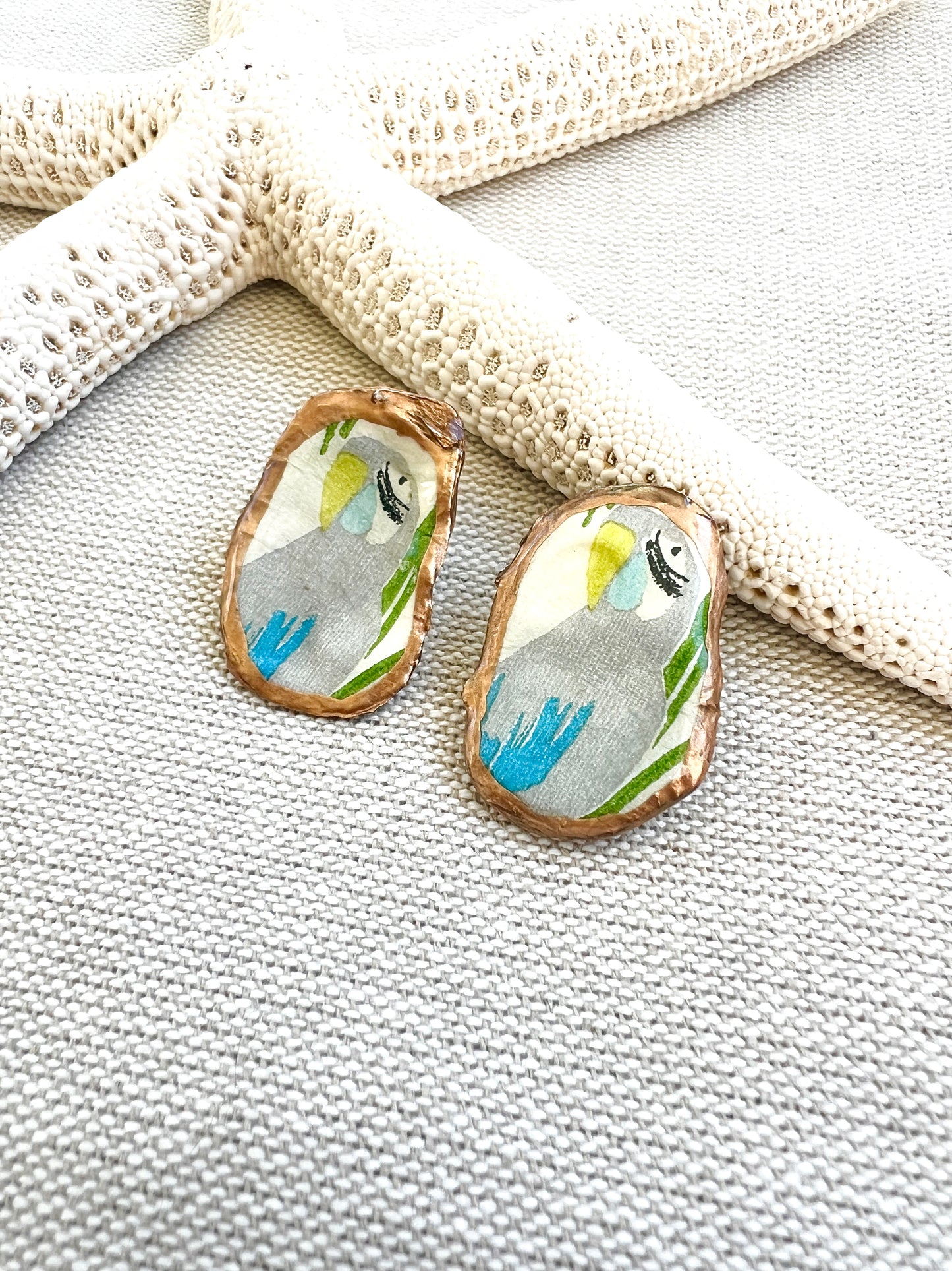 Parrot Oyster Stud Earrings