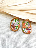 Orange Bird Oyster Stud Earrings