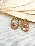 Orange Bird Oyster Stud Earrings