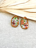 Orange Bird Oyster Stud Earrings