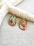 Orange Bird Oyster Stud Earrings