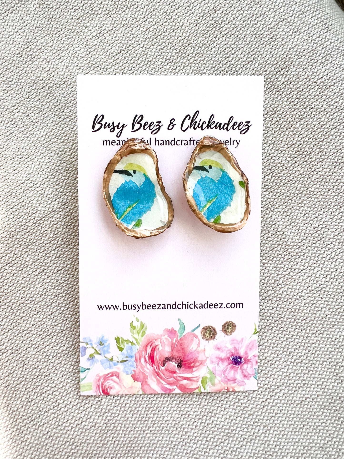 Hummingbird Oyster Stud Earrings