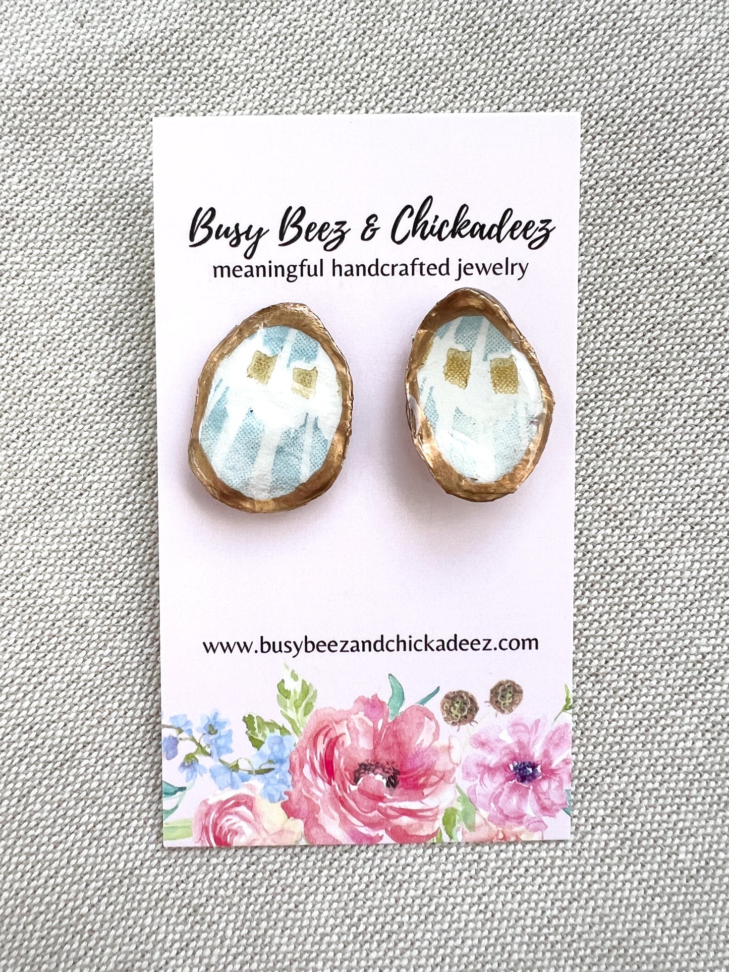 Modern Shell Print Oyster Stud Earrings