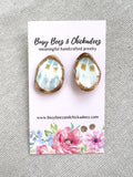 Modern Shell Print Oyster Stude Earrings