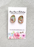 Orange Bird Oyster Stud Earrings