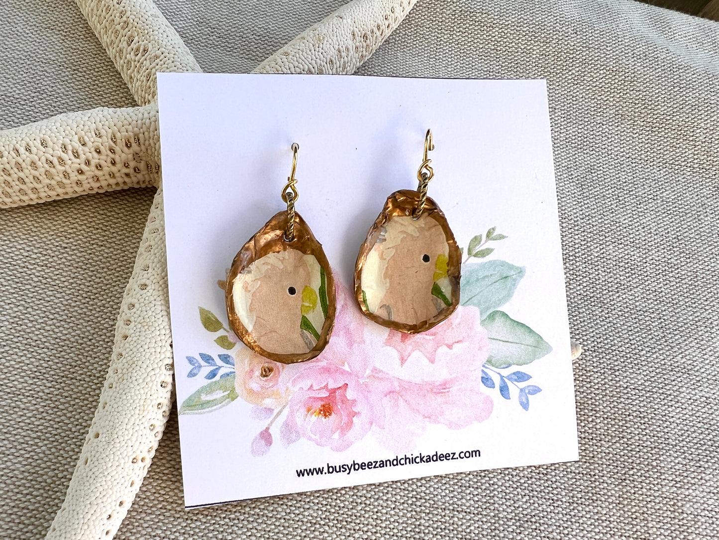 Pink Cockatoo Oyster Earrings