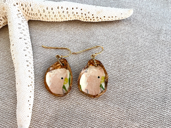 Pink Cockatoo Oyster Earrings