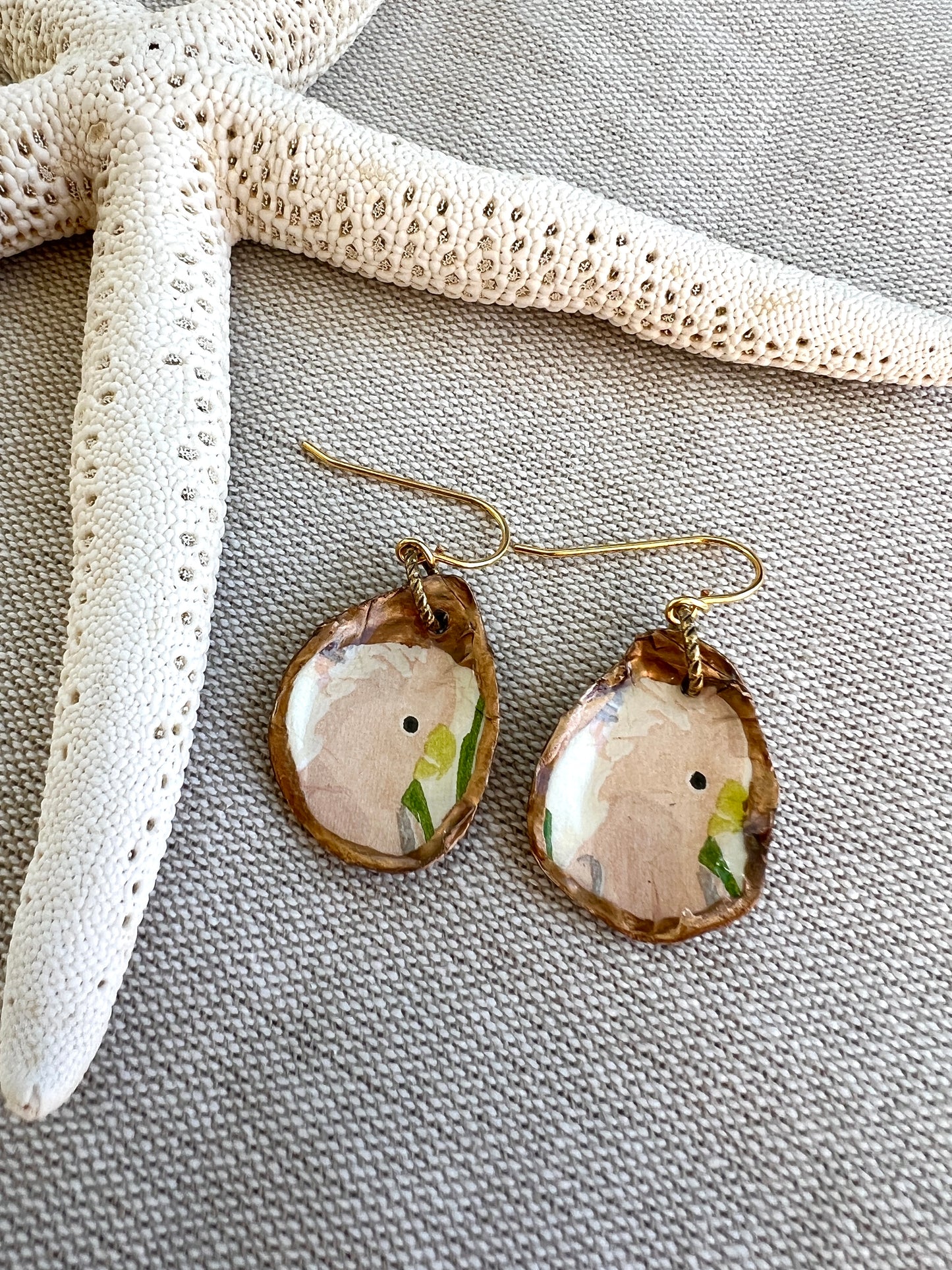 Pink Cockatoo Oyster Earrings