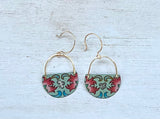 Mint Floral Half Circle Earrings