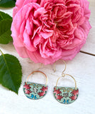 Mint Floral Half Circle Earrings