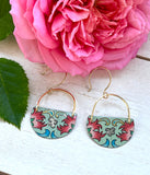 Mint Floral Half Circle Earrings