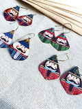 Nutcracker Earrings - Brown Hair Green Suit