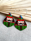 Nutcracker Earrings - Brown Hair Green Suit