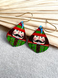 Nutcracker Earrings - Brown Hair Green Suit