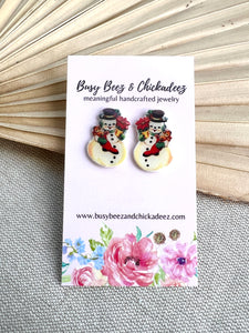 Vintage Image Snowman Earrings