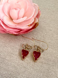 Bow and Red Heart Dangle Earrings